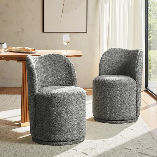 Miniatura 12 de HULALA HOME Boucle Silla de comedor giratoria – Sillas de cocina de barril tapizadas de sherpa con rotación de 360 grados, silla de tocador moderna