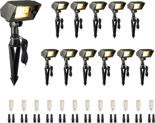 Miniatura 34 de Gardenreet Luz de Inundación de Bajo Voltaje para Exteriores - Luz LED de Lavado de Pared de Latón Sólido 12V, Paisajística de Cableado Fijo