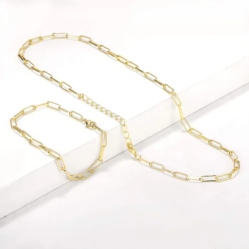 Miniatura 4 de BOUTIQUELOVIN - Collar de cadena de eslabones, de oro de 14 quilates, para mujeres y niñas