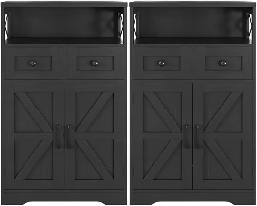 Miniatura 20 de Befrases - Gabinete de almacenamiento de casa rural con cajones y estante, aparador independiente para cocina, sala de estar, oficina en casa, gris