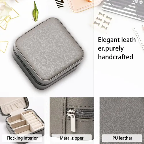 Miniatura 4 de Vee - Joyero de viaje pequeño, organizador de joyas portátil con espejo, estuche de almacenamiento para aretes, anillos, collares, regalo