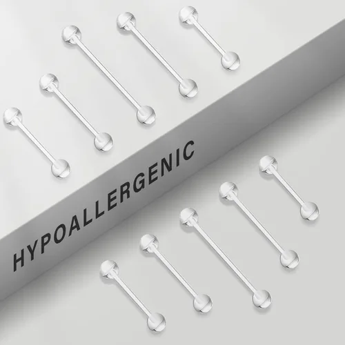Miniatura 5 de 14G - Retenedores de piercing de lengua y pezón flexibles transparentes, 0.472 in/0.551 in/0.630 in/0.748 in/0.984 in, anillos de plástico invisible