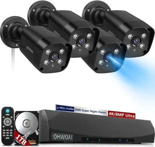 Miniatura 10 de Sistema de cámara de seguridad para exteriores con cable 4K Ultra HD y visión nocturna IR de 100 pies, cámaras POE para seguridad del hogar, kit