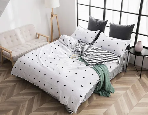 Miniatura 16 de Juego de funda de edredón geométrica negra Twin XL, juego de ropa de cama a rayas negras y blancas, moderno, suave, de lujo, de microfibra