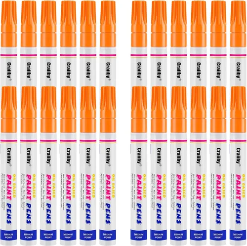 Marcadores de pintura naranja, paquete de 24 bolígrafos de pintura permanente a base de aceite, impermeables, de secado rápido, para pintura de