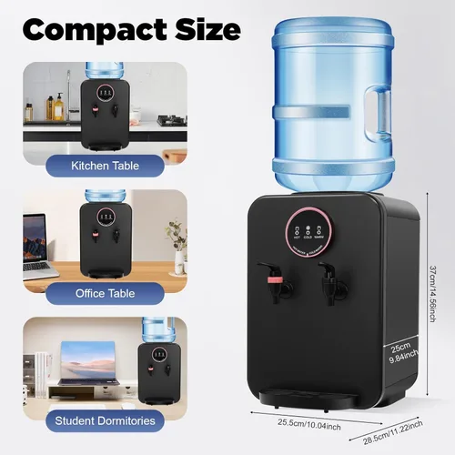 Miniatura 5 de Dispensador de agua de encimera de carga superior de 110 V, mini dispensador de enfriador de agua con agua fría caliente y temperatura ambiente