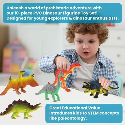 Miniatura 4 de Zippytots Juguetes de Dinosaurio para Niños de 3 a 5, Juego de 10 Piezas de Figuras de Dinosaurio de Plástico Realistas Incluyendo T-Rex