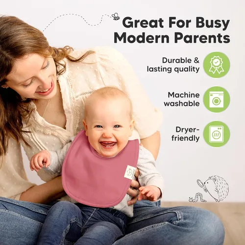 Miniatura 8 de Paquete de 8 baberos orgánicos para niños y niñas, baberos de algodón suave para babear y dentición para bebés niñas y niños, extra absorbentes