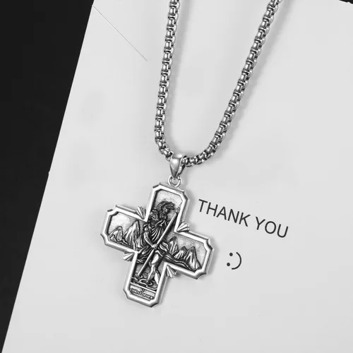 Miniatura 138 de Collar de plata de ley 925 con medalla de San Patrón, colgante de protección católica, amuleto, joyería religiosa para hombres y mujeres