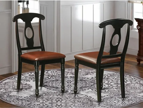 Miniatura 2 de East West Furniture KEC-BLK-LC Kenley - Juego de 2 sillas de comedor tapizadas de piel sintética, color negro