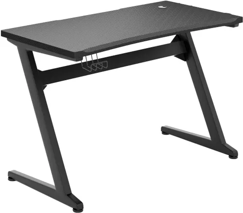 Tangkula Escritorio para videojuegos, escritorio ergonómico en forma de Z, escritorio de juegos para deportes electrónicos con portavasos y soporte