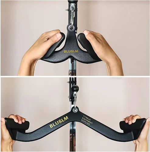 Miniatura 4 de BLUSLM LAT Pull Down Bar for Cable Machine, LAT Pulldown Attachments T-bar V-bar Cable Attachment for Gym, Back Tricep Strength Training Handle