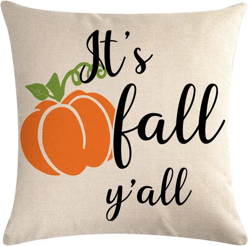 Miniatura 3 de 7COLORROOM Juego de 2 fundas de almohada con texto en inglés "It's Fall Yall", fundas de cojín con texto en inglés "It's Fall Yall", fundas de cojín