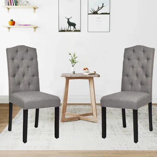 Miniatura 9 de UJOYPAD - Juego de 2 sillas de comedor copetudas, sillas de comedor de cocina tapizadas, sillas Parsons con respaldo curvado con asiento acolchado