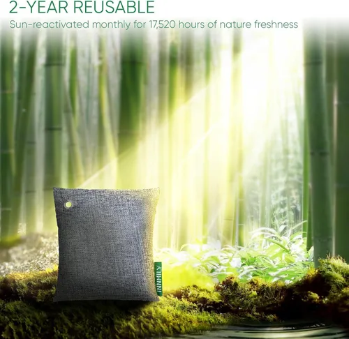 Miniatura 8 de Absorbedor de olores de carbón activado, grande de 17.64 oz con ganchos, removedor de olores naturales para olores fuertes, bolsas purificadoras