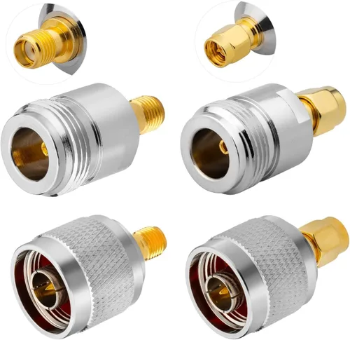 Anina Paquete de 4 adaptadores SMA a tipo N, conectores coaxiales SMA macho/hembra para radioaficionado/5G/antena WiFi, equipo de prueba