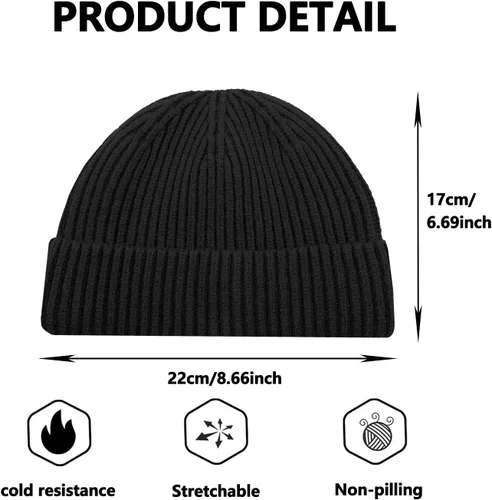 Miniatura 4 de Gorro de pescador para hombre, gorro de arrastrero de punto corto para hombres y mujeres