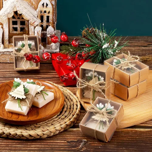 Miniatura 4 de Hoolerry Jabón Perfumado Artesanal Favor de Navidad Jabones Artesanales, Barras de Jabón Artesanal Set de Navidad Decoraciones para Relleno