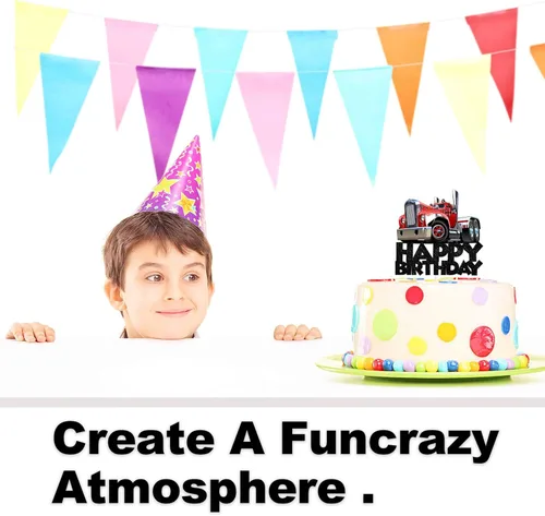 Miniatura 3 de Decoraciones para tartas de feliz cumpleaños de camiones para transporte, selecciones temáticas para niños, suministros de decoración de fiesta