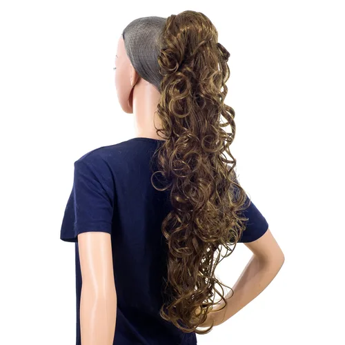 Miniatura 2 de SWACC Extensiones de cola de caballo de 24 pulgadas de largo, rizos desordenados y desordenados, extensiones de cabello sintético con clip