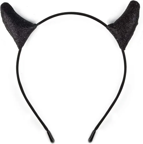 Diablo de cuernos del diablo para Halloween, disfraz de diablo con purpurina para hombres, mujeres, niños y adultos