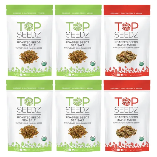 Miniatura 9 de Top Seedz Semillas tostadas con sal marina veganas certificadas sin gluten Paquete de 6 6 onzas Hecho de semillas de girasol y calabaza sin