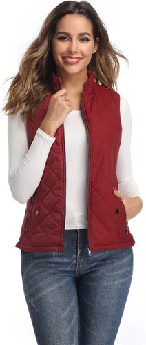 Miniatura 3 de LONGKING Chaleco de mujer, cuello alto, ligero, con cremallera, acolchado para mujer