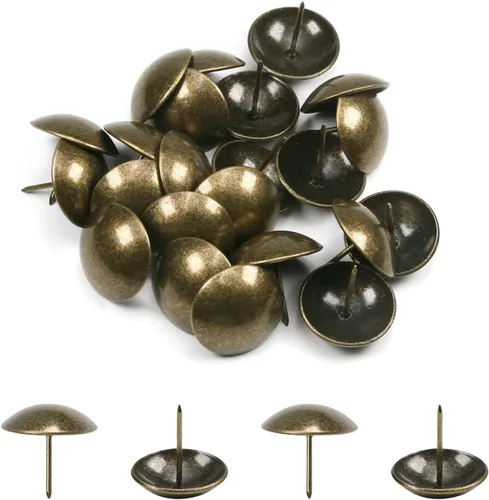 Miniatura 25 de MroMax 120 tachuelas de clavos para tapicería de 0.47 pulgadas de diámetro, hierro de estilo vintage, de metal, redondos, de 0.67 pulgadas de altura