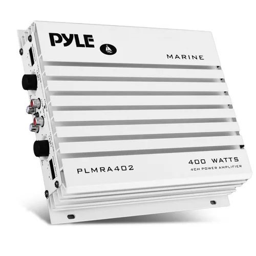Pyle Hydra Marine Amplificador de 4 canales de 400 W - Impermeable con fuente de alimentación MOSFET dual - Controles de nivel de ganancia - Entrada