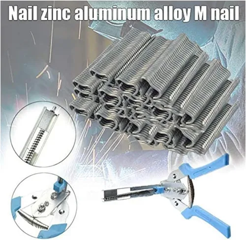 Miniatura 4 de 600 alicates de anillo de uñas tipo M, clavos de acero galvanizado, abrazadera de jaula multifuncional, alicates de anillo de cerdo, grapas, plata