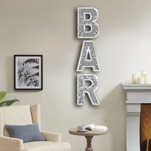 Miniatura 3 de ZOLAPI 3 piezas Letras Independientes BAR. Letras de Cristal Diamante Glamorosas. Vidrio Espejo Plateado Decoración del Hogar para Pared, Cocina