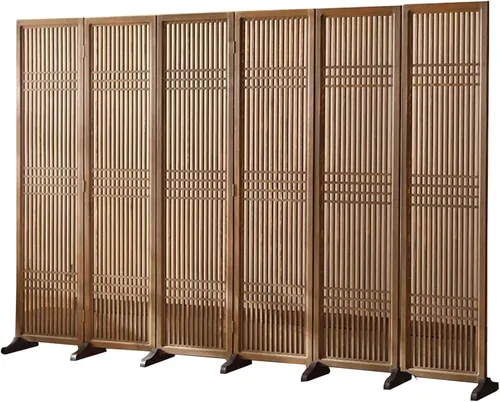 Miniatura 10 de 2 3 4 5 6 8 10 paneles de madera para pared de división de habitación, pantallas de privacidad plegables con base desmontable, para el hogar, hotel