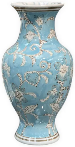 Miniatura 9 de Galt International Jarrón de Cerámica Floral de Grulla Chinoiserie Blanco y Azul de 14" - Jarrón Antiguo Pintado a Mano de Porcelana Estilo Chino