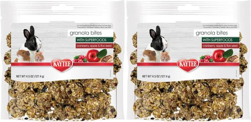 Miniatura 6 de Kaytee Mordiscos de granola con superalimentos de arándano, manzana y lino para ratas, ratones, hámsters, jerbos, conejos, cobayas y chinchillas