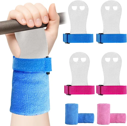 Miniatura 9 de 2 pares de agarres de mano de gimnasia, equipo de gimnasia para niños, juegos de pulseras de gimnasia, guantes de agarre de barra de gimnasia