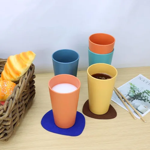 Miniatura 4 de Homienly Vasos de plástico reutilizables – Vasos irrompibles de paja de trigo y vasos de agua Vasos de plástico apilables multicolores, aptos