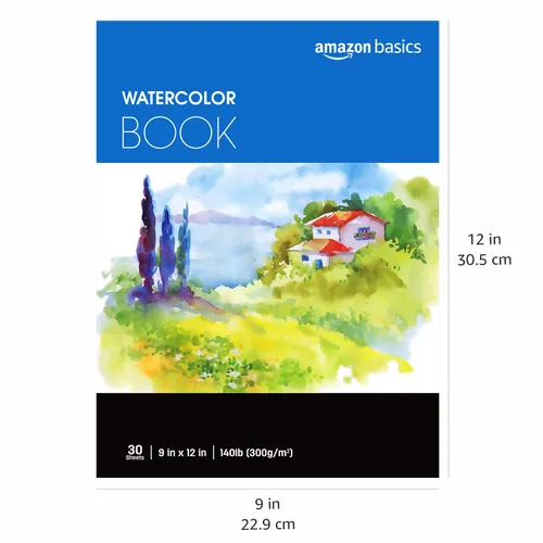 Miniatura 7 de Amazon Basics - Bloc para acuarela, 9 x 12 pulgadas, 140 lb/300 g/m², 30 hojas, color blanco