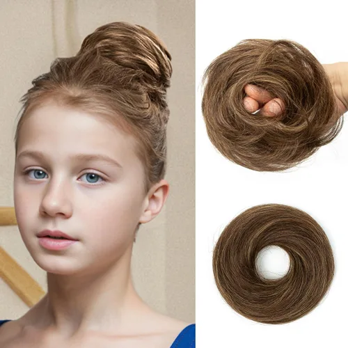 Miniatura 31 de Moño de Cabello Humano 100%, Moño Desordenado Pieza de Cabello Extensiones de Cabello Humano Real Moño de Cabello Rizado Natural Piezas de Cabello