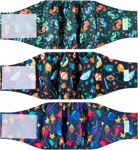 Miniatura 16 de wegreeco Pañales lavables para perros machos, paquete de 3 (ballena, talla L)