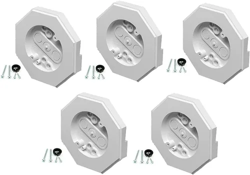 Miniatura 9 de iMBAPrice 8141DBL-5 Bloque de montaje lateral, paquete de 5, bloque de montaje de luz de vinilo blanco con caja eléctrica incorporada para doble