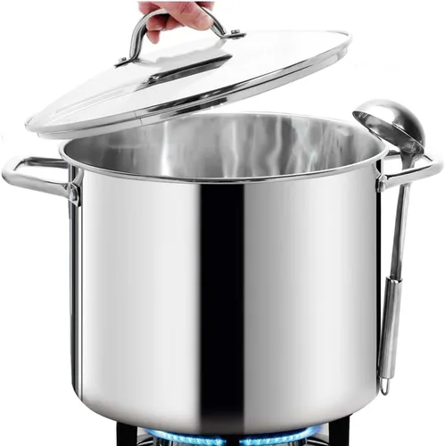Miniatura 8 de HOMICHEF OLLA STOCK POT GRANDE DE 24 CUARTOS DE GALÓN CON TAPA - Batería de Cocina Stockpot de Acero Inoxidable Sin Níquel de 24 Cuartos de Galón