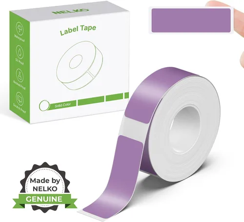 Miniatura 14 de Cinta para hacer etiquetas genuina Nelko P21, papel de impresión de etiquetas adaptado, 14x40mm (0.55"x1.57"), laminado estándar, reemplazo