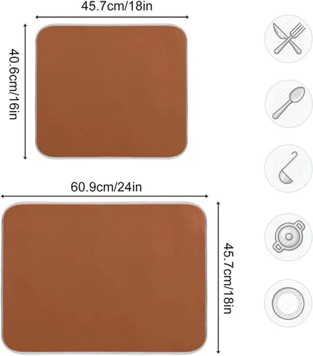 Miniatura 2 de Tapete de secado de platos grande de terracota Xl para platos, accesorios de cocina, mostrador de microfibra, escurridor de platos, resistente al