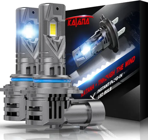 Miniatura 12 de KATANA Bombillas H4 mejoradas, 18000LM 6500K xenón blanco súper brillante tamaño mini con ventilador de refrigeración, luz antiniebla lista
