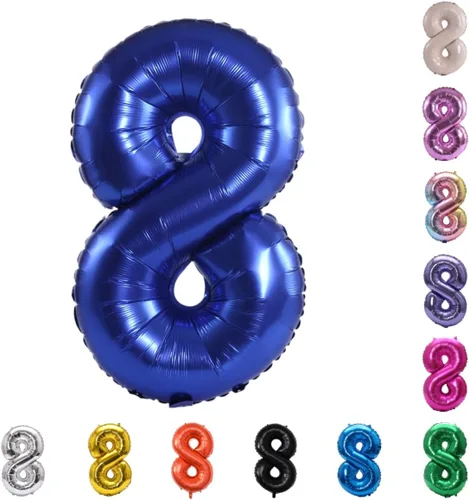 Miniatura 134 de YPSelected Globo grande de 32 pulgadas de helio con números 0-9 de papel de aluminio azul para cumpleaños, bodas y fiestas (Azul, 3)
