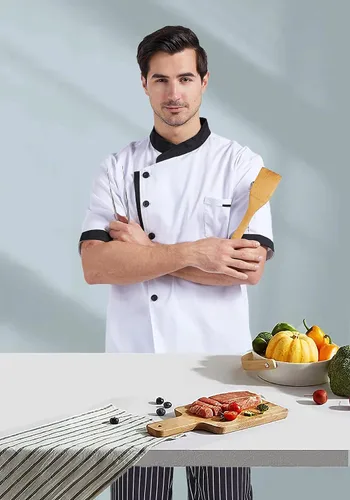 Miniatura 6 de Nanxson Chaqueta de chef unisex para hombre, abrigo de chef para restaurante, cocina, uniforme CFM0016