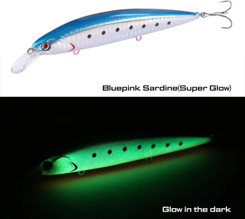 Miniatura 4 de LITTMA ShoreCast - Señuelo de pesca de agua salada 115 minnow hundido, cebo duro de pesca de surf de lanzamiento largo para lubina y fletán Bluepink