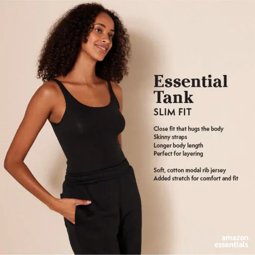 Miniatura 2 de Tienda Essentials - Camiseta sin mangas de tirantes ajustada para mujer