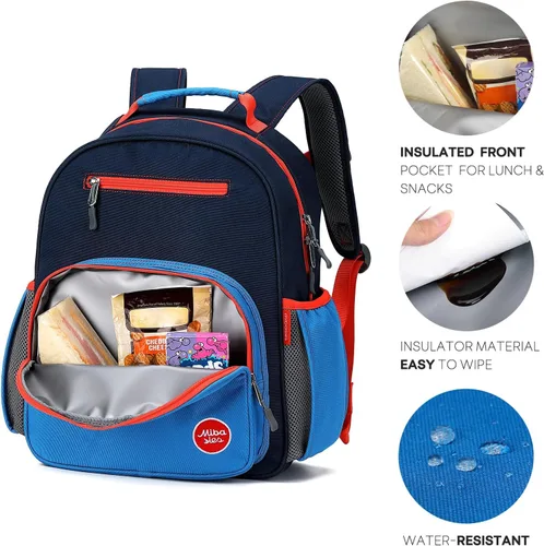 Miniatura 3 de mibasies Mochila para niñas y niños, ideal para niños y niñas, mochila para preescolar jardín de infantes y primaria, Azul oscuro, Niños-12L US