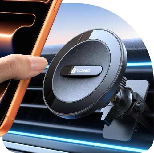VICSEED Soporte de coche MagSafe [potencia súper magnética y clip seguro de ventilación] Soporte magnético de teléfono con núcleo de acero mejorado